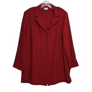 Studio C Vintage Classic Collection Red Long Sleeve Button Up Blouse‎ Size 16